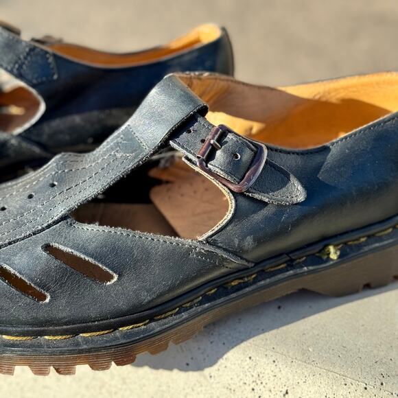 Vintage Made in England Dr. Martens Polley Mica Cut Out Mary Janes Size 7 - Picture 4 of 11